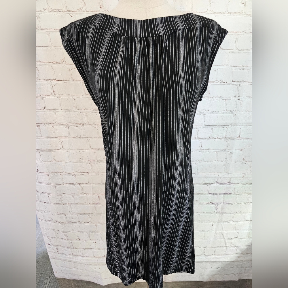 Tucker Vintage Striped Luxxe Tunic Dress | Black & Silver | P - Small | EUC